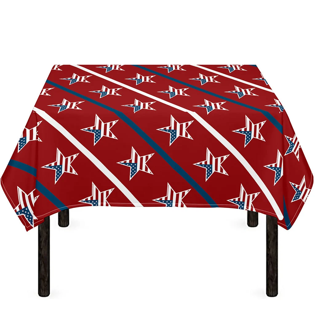 USA Patriotic Star Pattern Print Tablecloth Kitchen Home Decor USA Patriotic Star Pattern Print Tablecloth Kitchen Home Decor