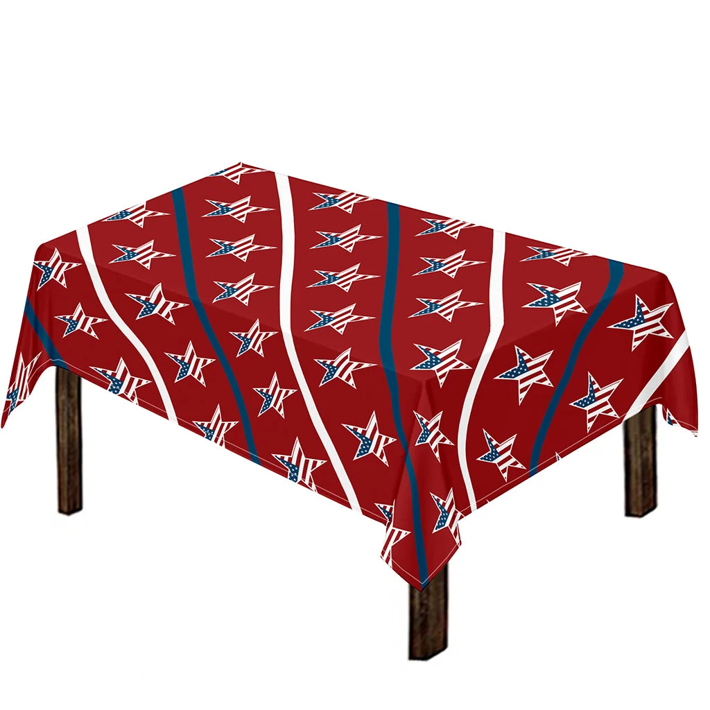 USA Patriotic Star Pattern Print Tablecloth Kitchen Home Decor USA Patriotic Star Pattern Print Tablecloth Kitchen Home Decor