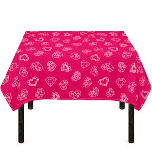 Valentine's Day Geometric Heart Print Tablecloth Kitchen Home Decor