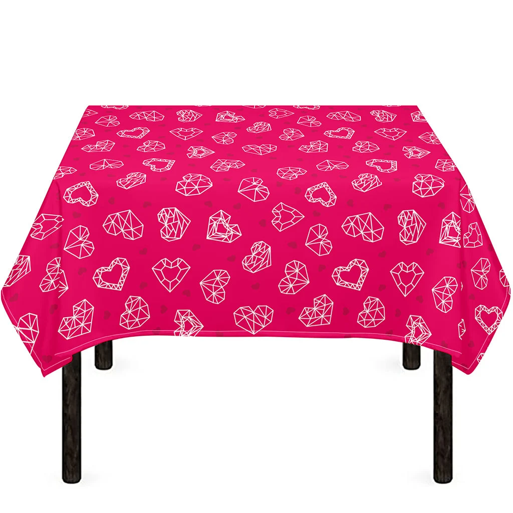 Valentine's Day Geometric Heart Print Tablecloth Kitchen Home Decor Valentine's Day Geometric Heart Print Tablecloth Kitchen Home Decor