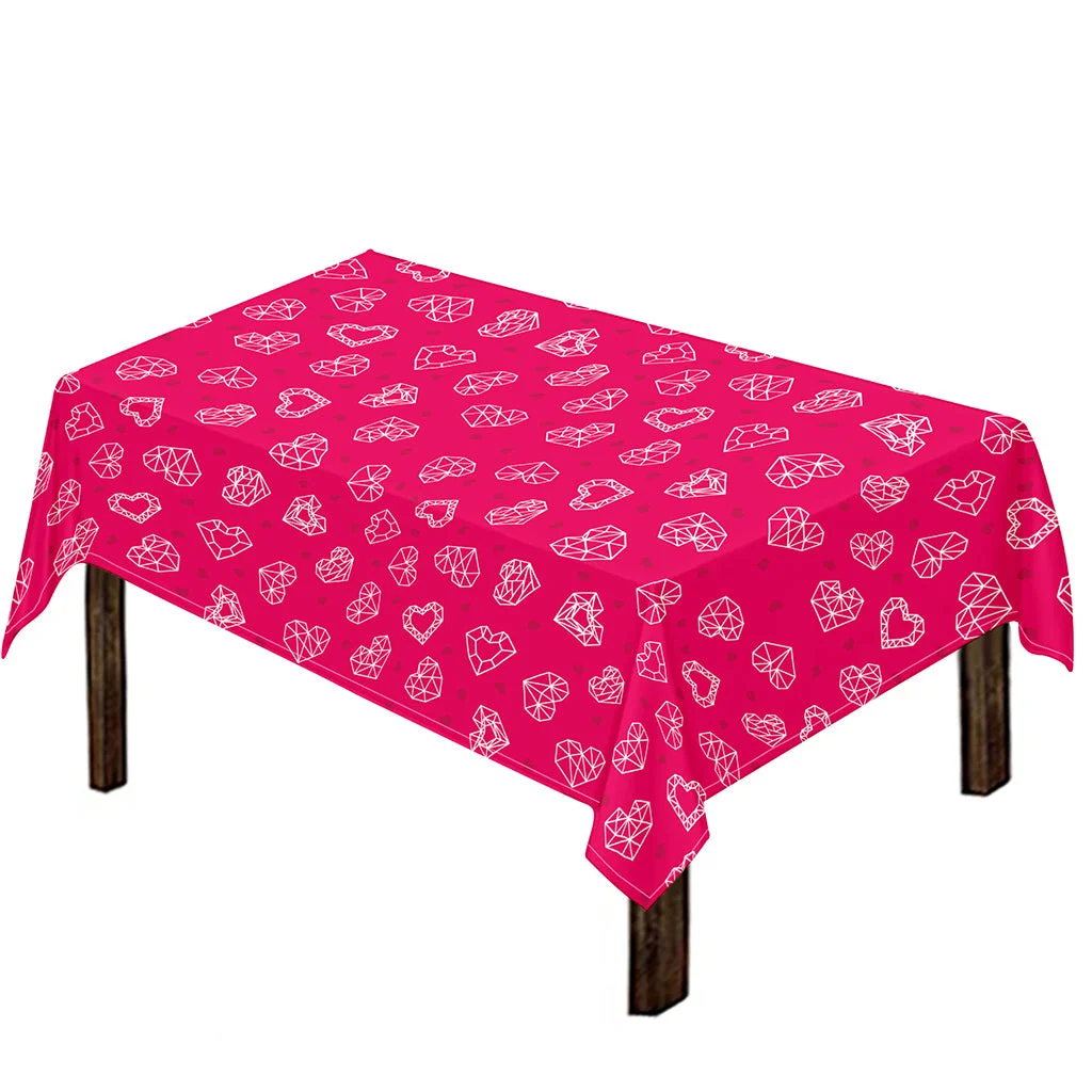 Valentine's Day Geometric Heart Print Tablecloth Kitchen Home Decor Valentine's Day Geometric Heart Print Tablecloth Kitchen Home Decor