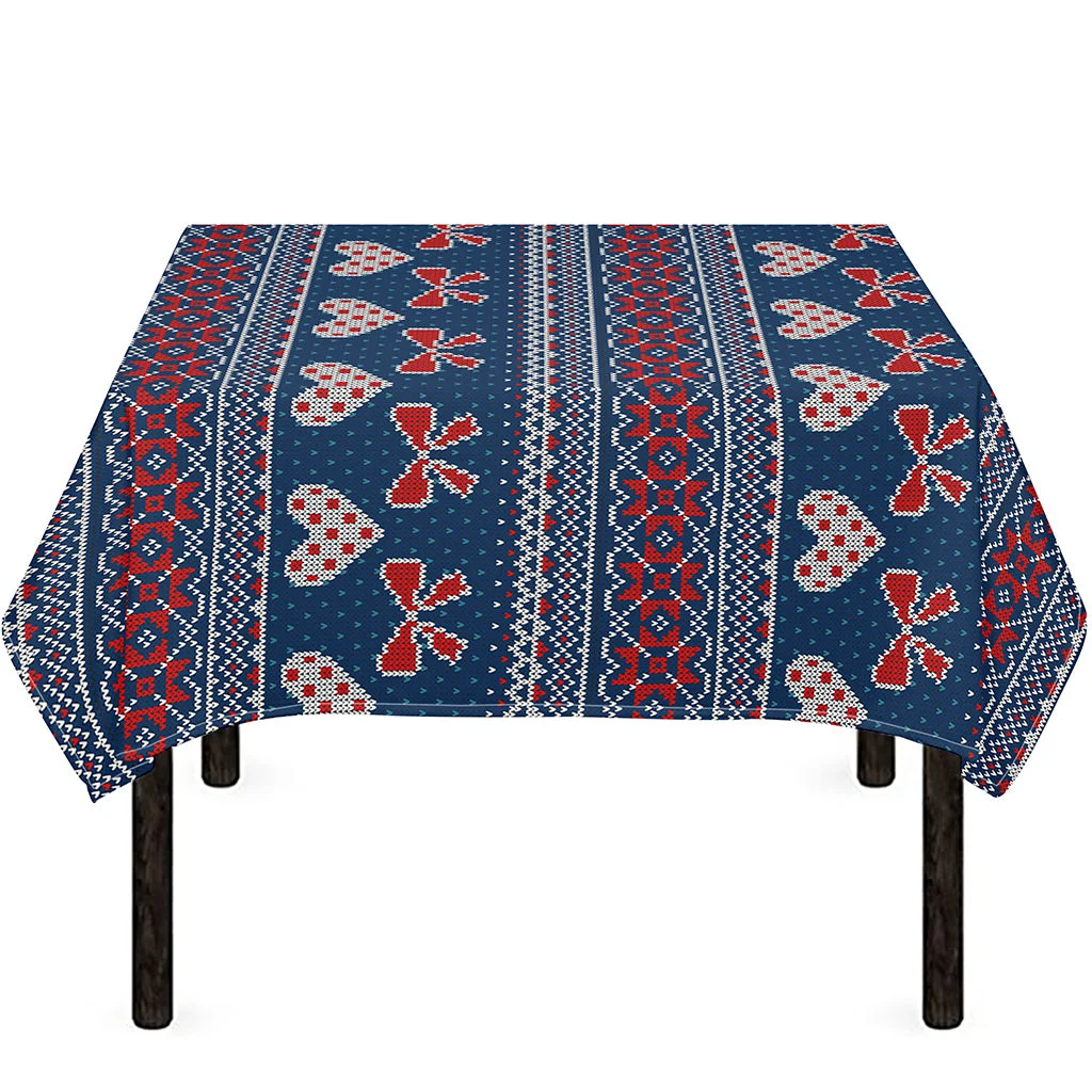 Valentine's Day Knitted Pattern Print Tablecloth Kitchen Home Decor Valentine's Day Knitted Pattern Print Tablecloth Kitchen Home Decor