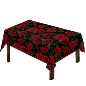 Valentine's Day Rose Pattern Print Tablecloth Kitchen Home Decor