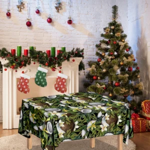 Vanilla Flower And Coconut Pattern Print Tablecloth Kitchen Home Decor