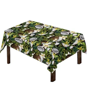 Vanilla Flower And Coconut Pattern Print Tablecloth Kitchen Home Decor