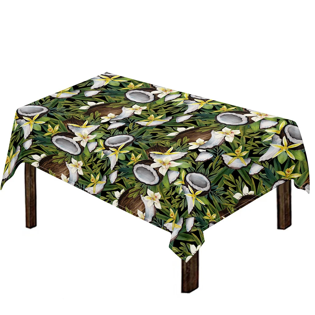 Vanilla Flower And Coconut Pattern Print Tablecloth Kitchen Home Decor Vanilla Flower And Coconut Pattern Print Tablecloth Kitchen Home Decor