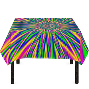 Vibrant Psychedelic Optical Illusion Tablecloth Kitchen Decor Home Decor