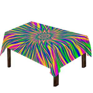 Vibrant Psychedelic Optical Illusion Tablecloth Kitchen Decor Home Decor