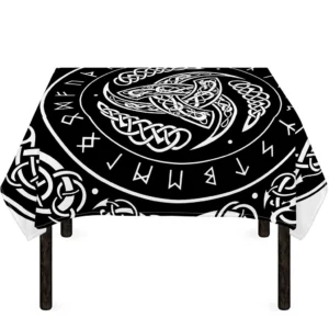 Viking Triple Horn Of Odin Print Tablecloth Kitchen Home Decor