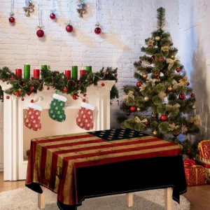 Vintage American Flag Print Tablecloth Kitchen Home Decor