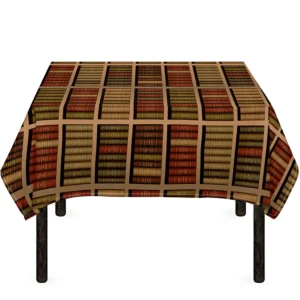 Vintage Bookshelf Pattern Print Tablecloth Kitchen Home Decor