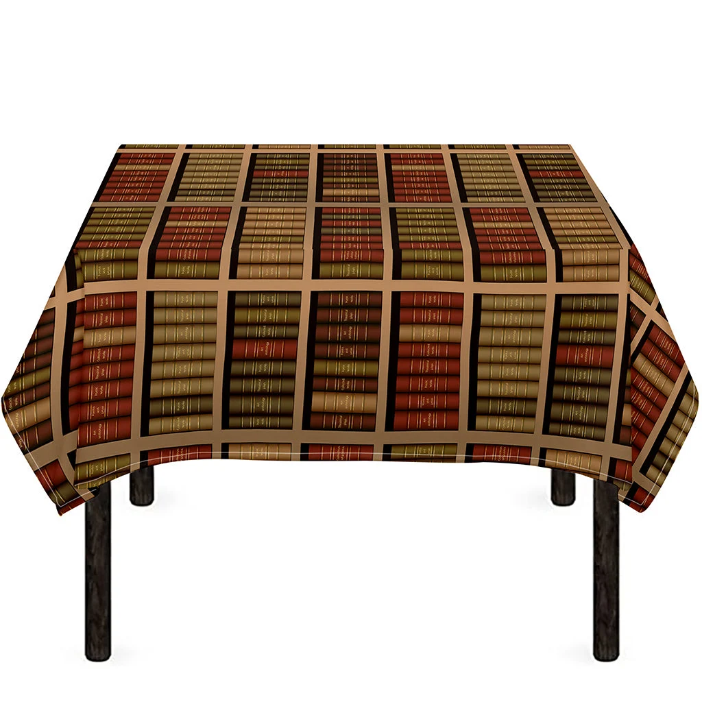 Vintage Bookshelf Pattern Print Tablecloth Kitchen Home Decor Vintage Bookshelf Pattern Print Tablecloth Kitchen Home Decor