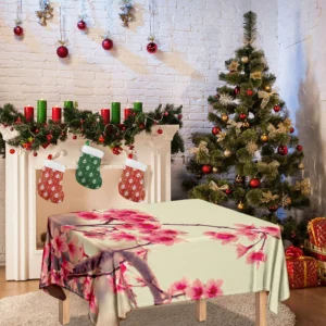 Vintage Cherry Blossom Print Tablecloth Kitchen Home Decor