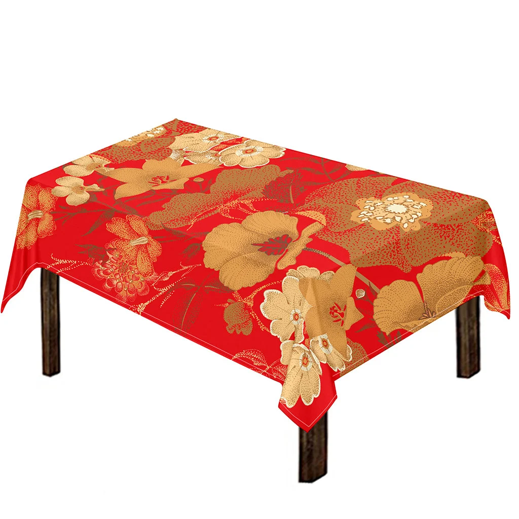 Vintage Chinese Flower Print Tablecloth Kitchen Home Decor Vintage Chinese Flower Print Tablecloth Kitchen Home Decor