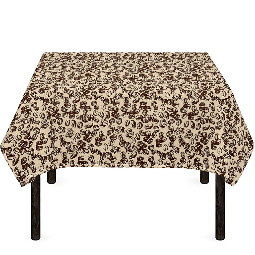 Vintage Coffee Bean Pattern Print Tablecloth Kitchen Home Decor Vintage Coffee Bean Pattern Print Tablecloth Kitchen Home Decor