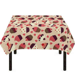 Vintage Cupcake Pattern Print Tablecloth Kitchen Home Decor