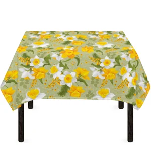 Vintage Daffodil Flower Pattern Print Tablecloth Kitchen Home Decor