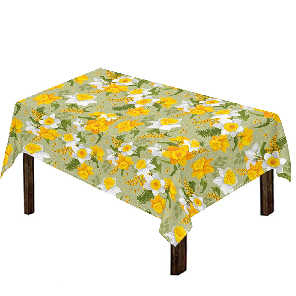Vintage Daffodil Flower Pattern Print Tablecloth Kitchen Home Decor Vintage Daffodil Flower Pattern Print Tablecloth Kitchen Home Decor