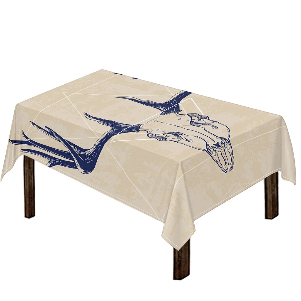 Vintage Deer Skull Print Tablecloth Kitchen Home Decor Vintage Deer Skull Print Tablecloth Kitchen Home Decor