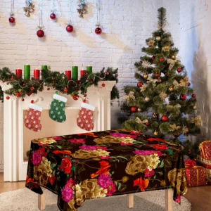 Vintage Flowers Skull Pattern Print Tablecloth Kitchen Home Decor