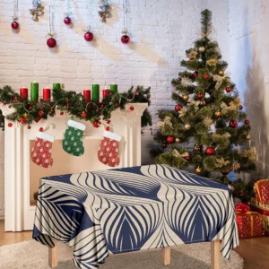 Vintage Geometric Leaf Pattern Print Tablecloth Kitchen Home Decor