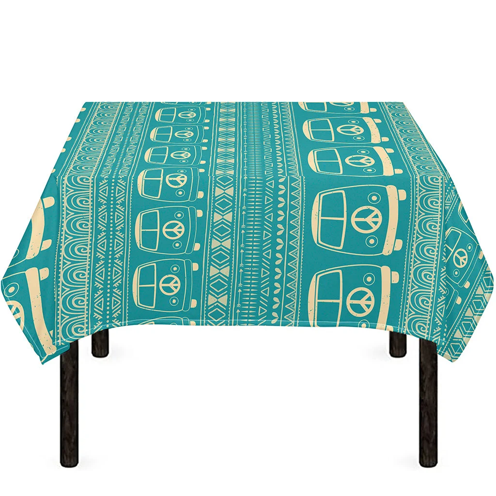 Vintage Hippie Van Pattern Print Tablecloth Kitchen Home Decor Vintage Hippie Van Pattern Print Tablecloth Kitchen Home Decor