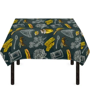 Vintage Honey Bee Print Tablecloth Kitchen Home Decor