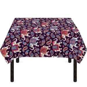 Vintage Indian Elephant Pattern Print Tablecloth Kitchen Home Decor