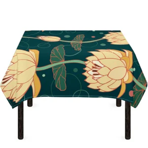 Vintage Lotus Pattern Print Tablecloth Kitchen Home Decor
