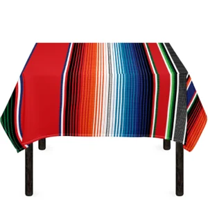 Vintage Mexican Serape Pattern Print Tablecloth Kitchen Home Decor