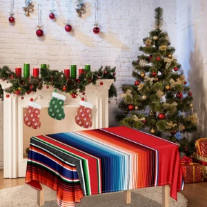Vintage Mexican Serape Pattern Print Tablecloth Kitchen Home Decor
