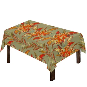 Vintage Orange Bohemian Floral Print Tablecloth Kitchen Home Decor