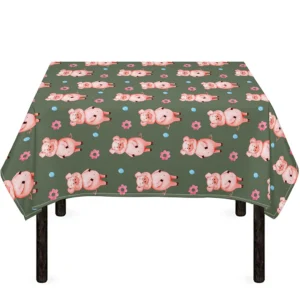Vintage Pink Pig Pattern Print Tablecloth Kitchen Home Decor