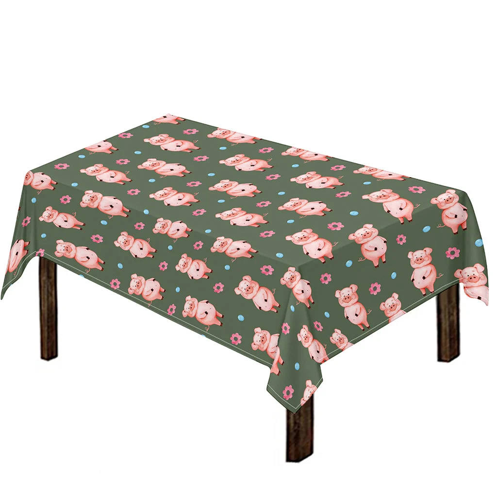 Vintage Pink Pig Pattern Print Tablecloth Kitchen Home Decor Vintage Pink Pig Pattern Print Tablecloth Kitchen Home Decor