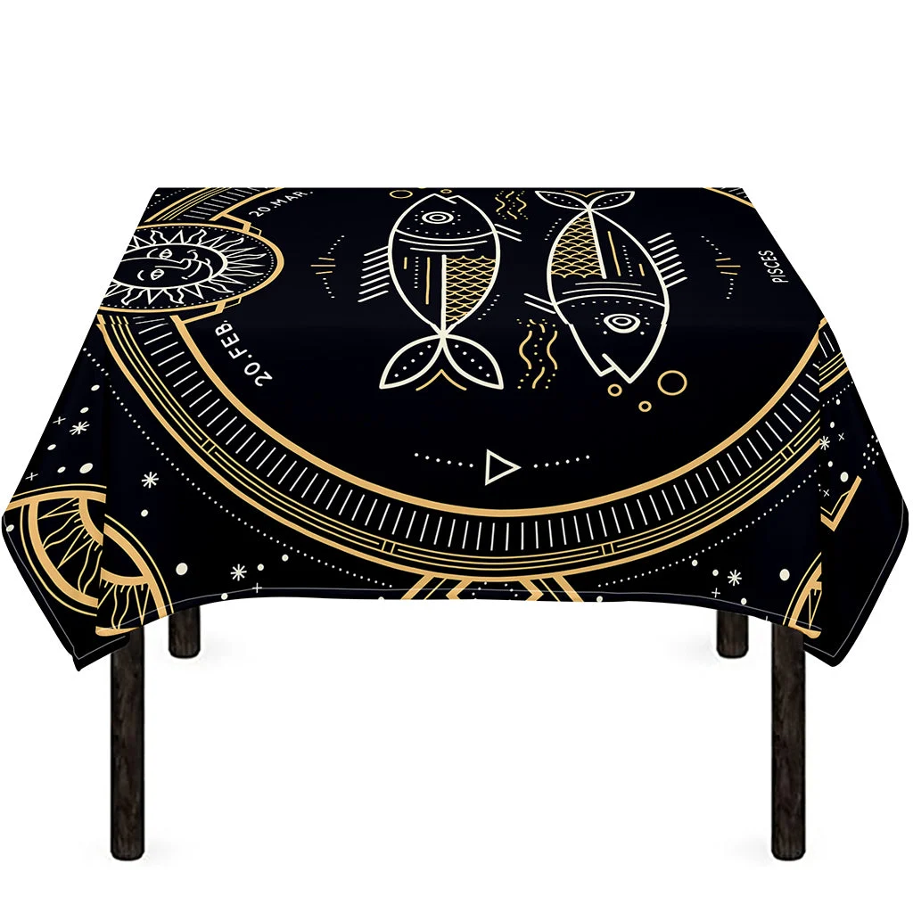 Vintage Pisces Zodiac Sign Print Tablecloth Kitchen Home Decor Vintage Pisces Zodiac Sign Print Tablecloth Kitchen Home Decor