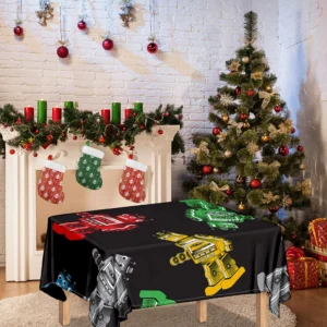 Vintage Robot Pattern Print Tablecloth Kitchen Home Decor