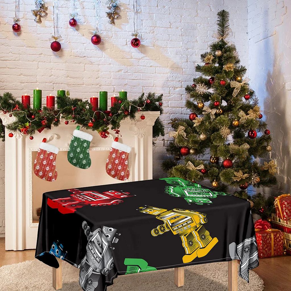 Vintage Robot Pattern Print Tablecloth Kitchen Home Decor Vintage Robot Pattern Print Tablecloth Kitchen Home Decor