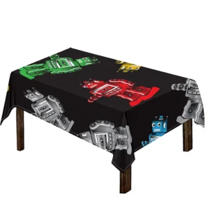 Vintage Robot Pattern Print Tablecloth Kitchen Home Decor