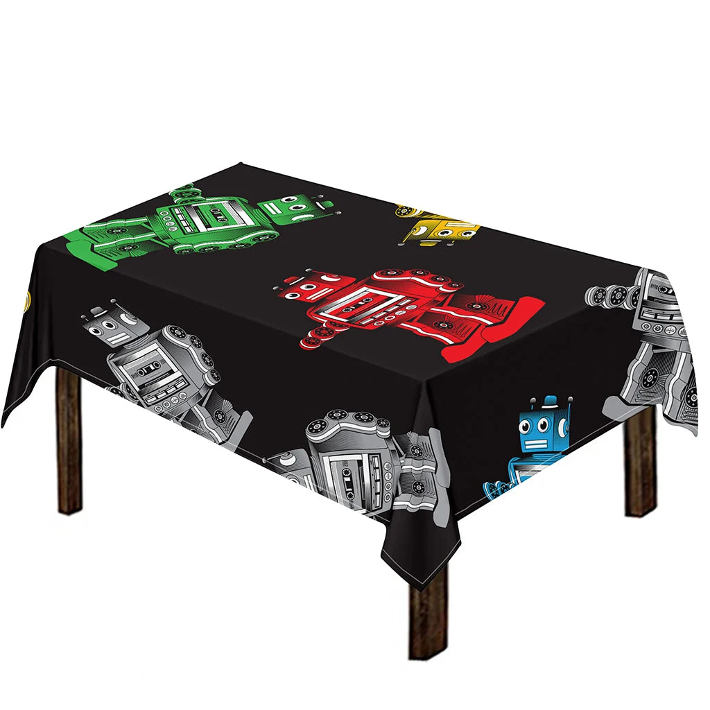Vintage Robot Pattern Print Tablecloth Kitchen Home Decor Vintage Robot Pattern Print Tablecloth Kitchen Home Decor