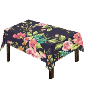 Vintage Rose Floral Flower Pattern Print Tablecloth Kitchen Home Decor