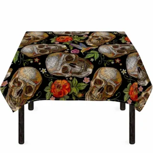 Vintage Skull Pattern Print Tablecloth Kitchen Home Decor