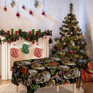 Vintage Skull Pattern Print Tablecloth Kitchen Home Decor