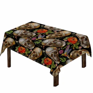 Vintage Skull Pattern Print Tablecloth Kitchen Home Decor