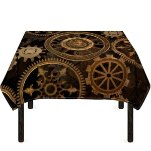 Vintage Steampunk Gears Print Tablecloth Kitchen Home Decor