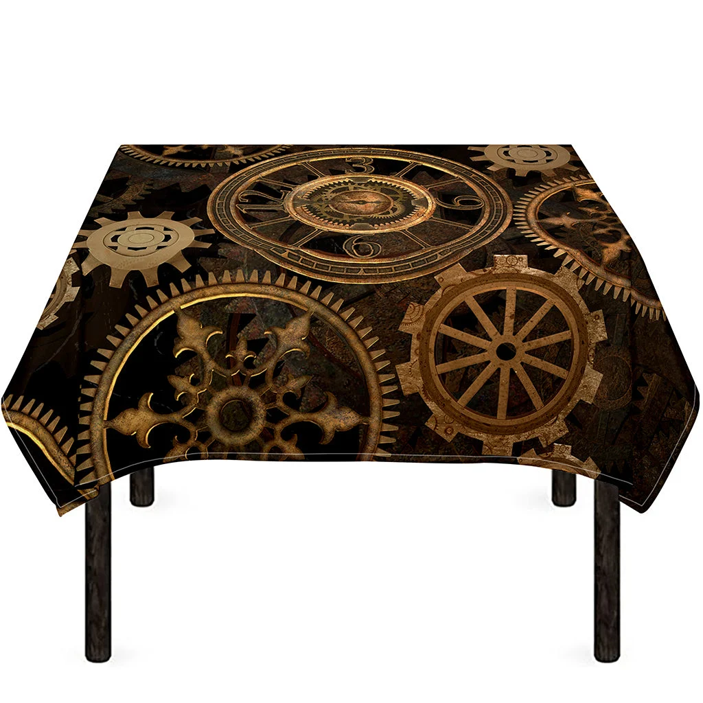 Vintage Steampunk Gears Print Tablecloth Kitchen Home Decor Vintage Steampunk Gears Print Tablecloth Kitchen Home Decor