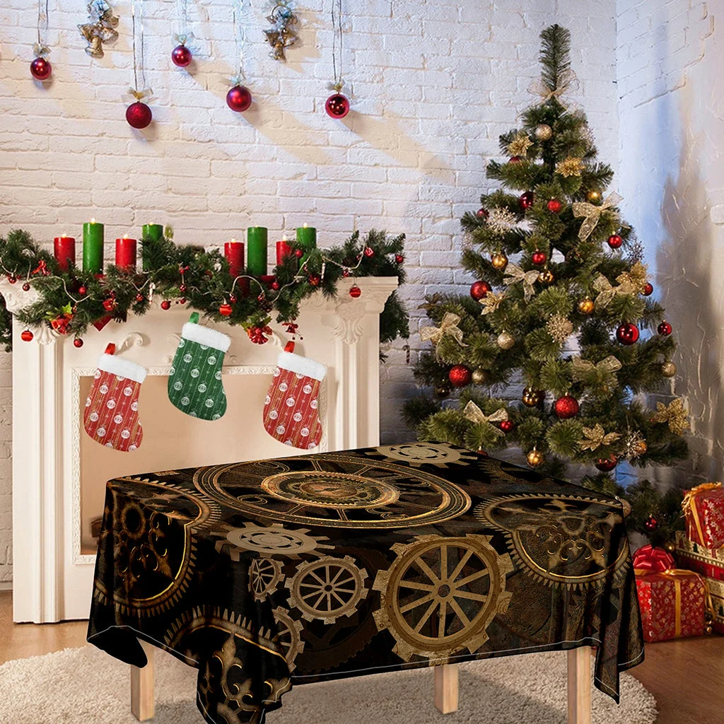 Vintage Steampunk Gears Print Tablecloth Kitchen Home Decor Vintage Steampunk Gears Print Tablecloth Kitchen Home Decor