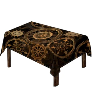 Vintage Steampunk Gears Print Tablecloth Kitchen Home Decor
