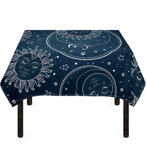 Vintage Sun And Moon Pattern Print Tablecloth Kitchen Home Decor