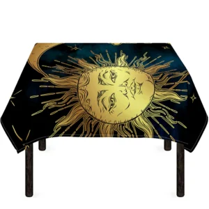 Vintage Sun And Moon Print Tablecloth Kitchen Home Decor