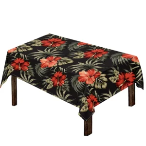 Vintage Tropical Hibiscus Floral Print Tablecloth Kitchen Home Decor